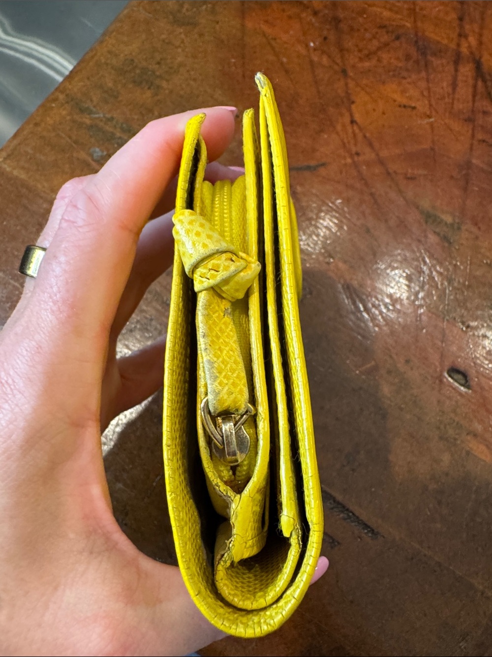 Bottega Veneta Yellow Leather Snap Wallet - Picture 12 of 16